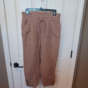 Wrap London Rose Tan Linen Pants